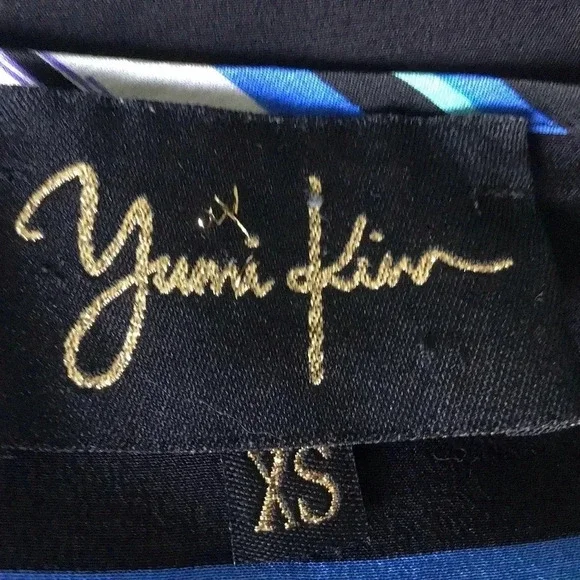 Yumi Kim Lizzie silk blouse blue stripe tab sleeves Size XS - Picture 4 of 7